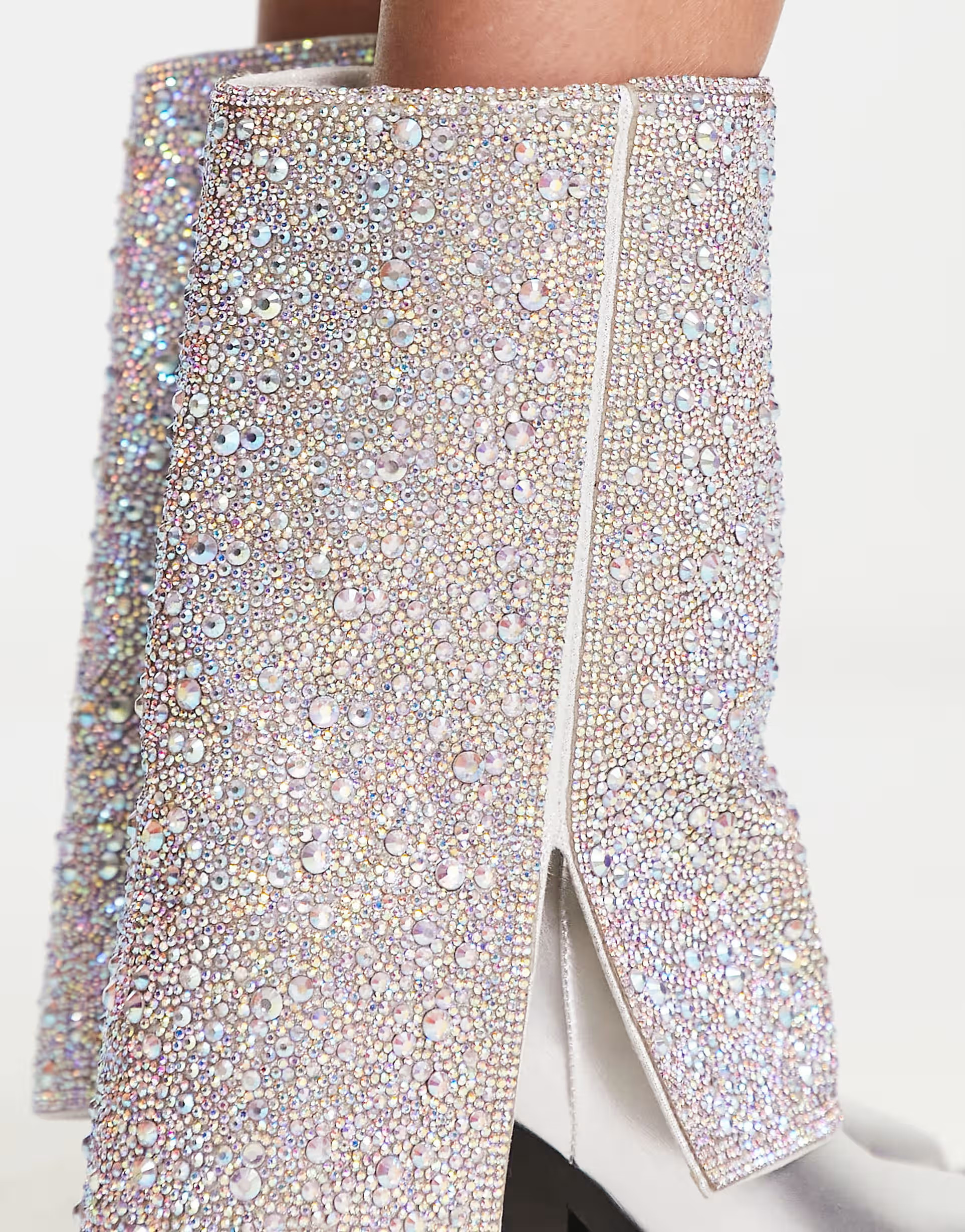 Azalea Wang Annabelle foldover western boot in silver rhinestone | ASOS (Global)