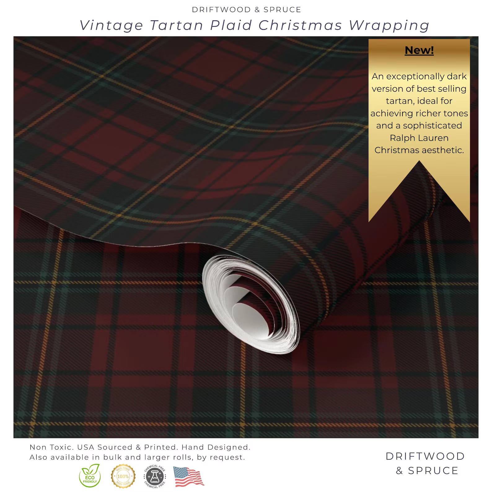 Ralph Lauren Inspired Christmas, Tartan Vintage Classic Christmas Wrapping Paper, Plaid Holiday G... | Etsy (US)