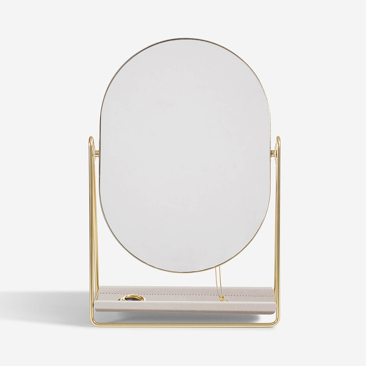 Stackers Mirror & Jewelry Stand Taupe/Brass | The Container Store