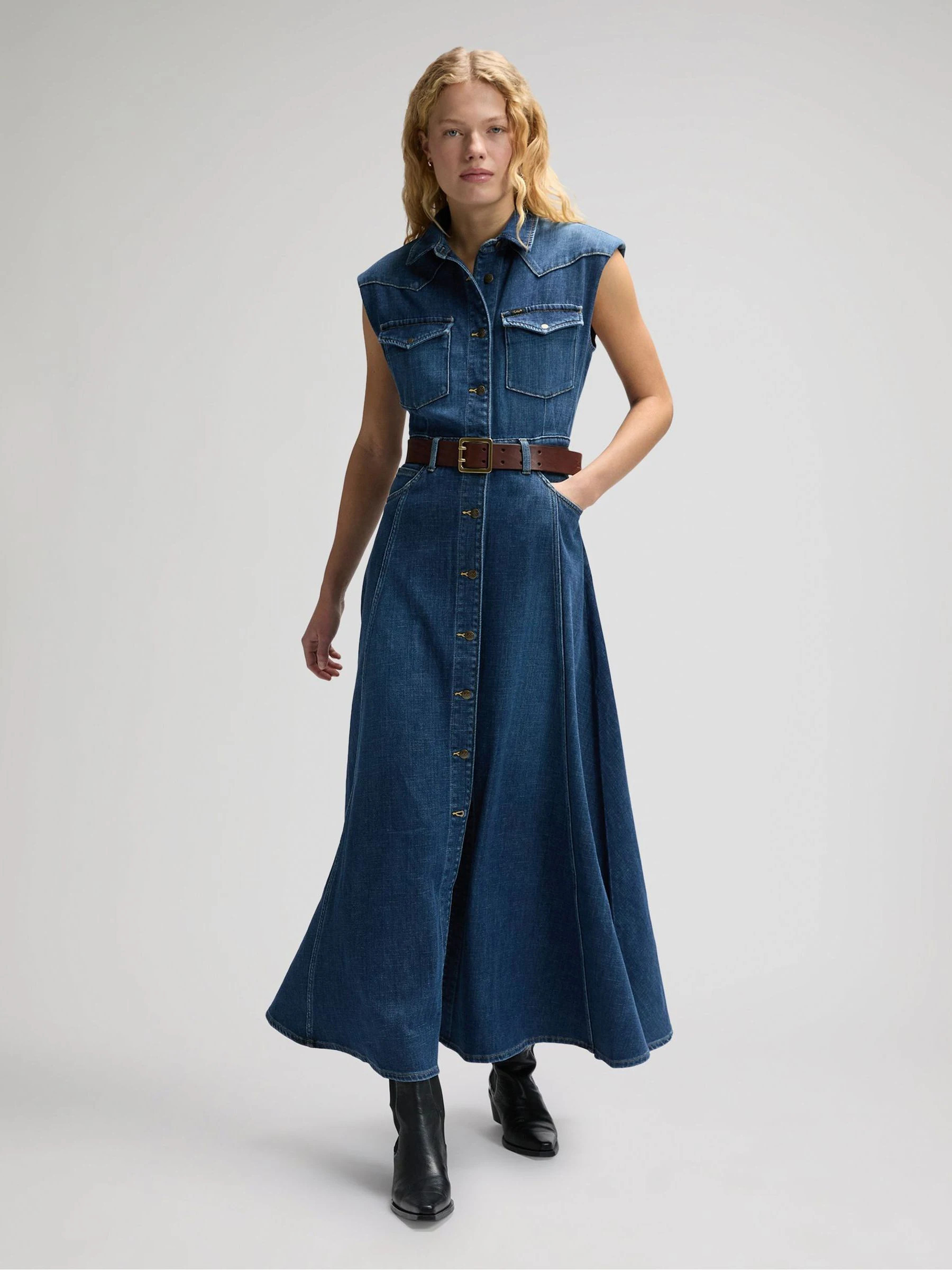 Lee Lee Blue Western Denim Maxi Dress | Next US