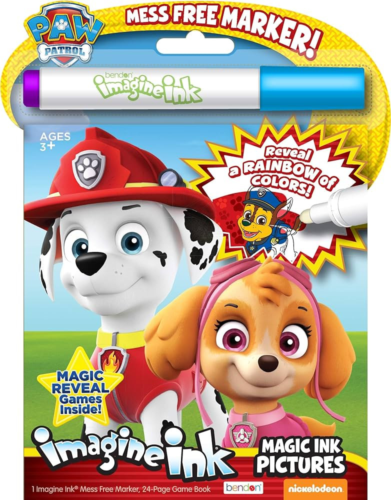 Nickelodeon PAW Patrol 20-Page Imagine Ink Coloring Book with 1 Mess Free Marker Bendon 38709 | Amazon (US)