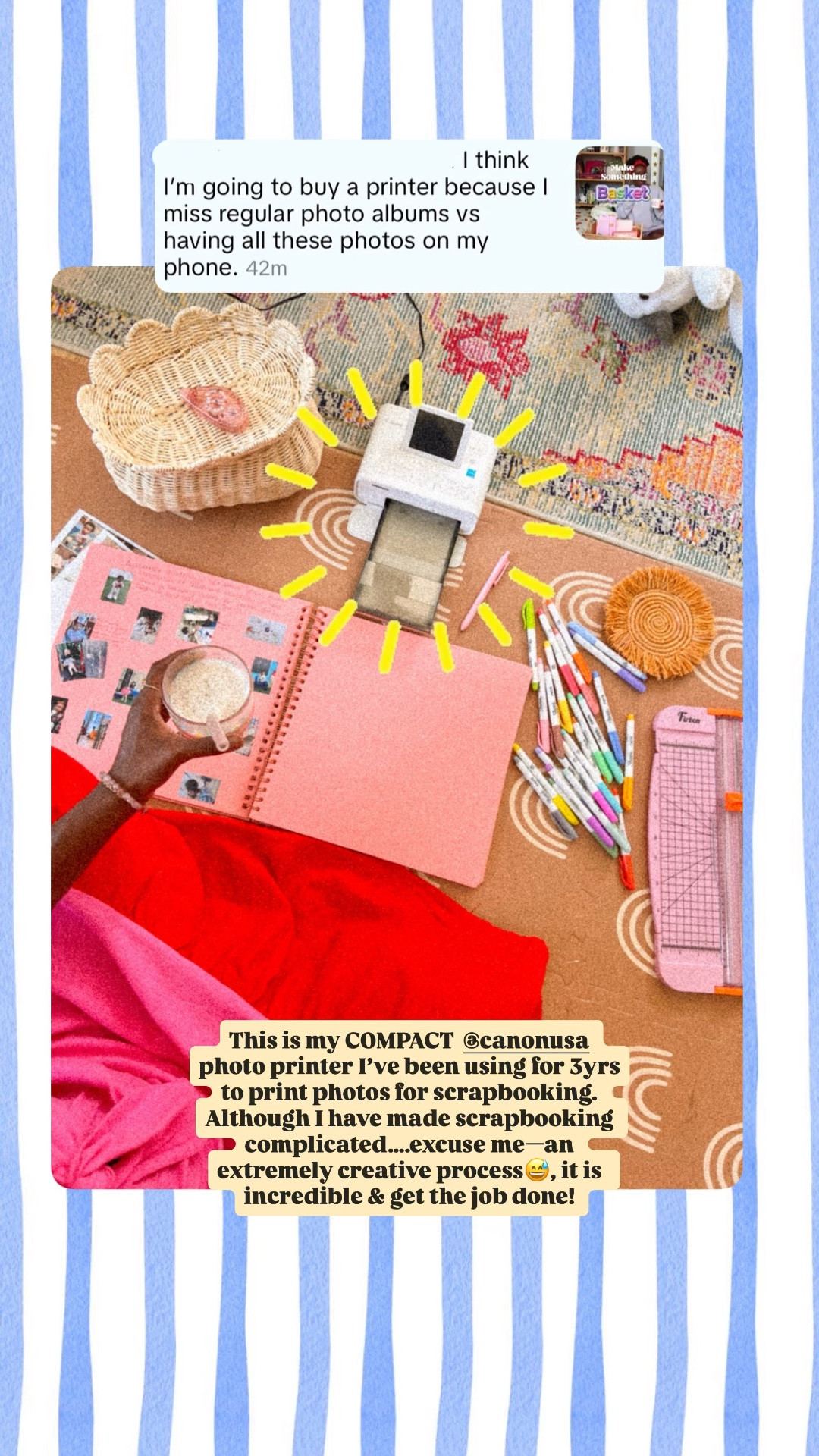 Scrapbooking supplies. Linked the newest version of my photo printer which I loveeeee. Brown skin girl friendly 💛