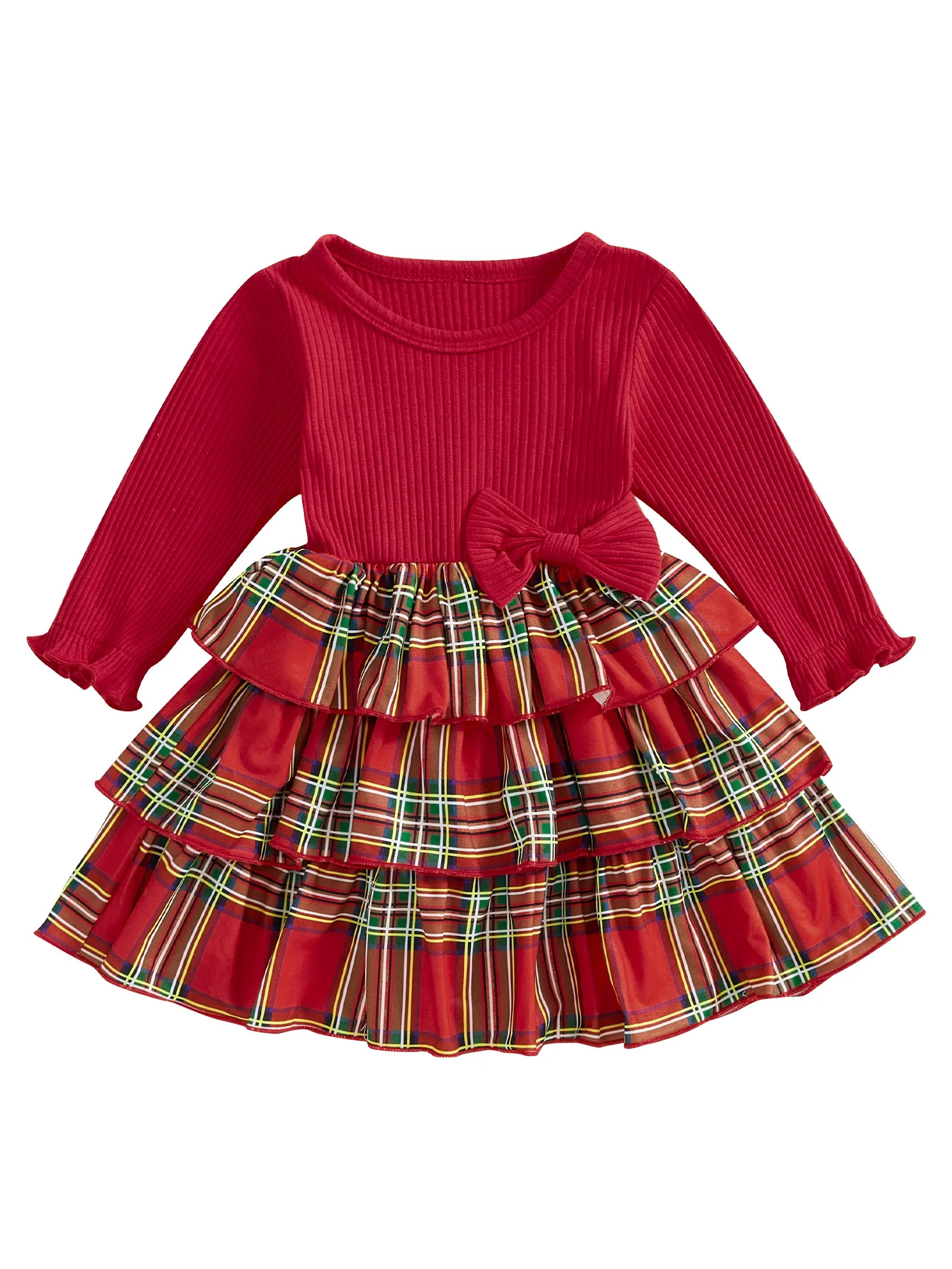 Suealasg Little Girls Christmas Princess Dress 6M 1T 2T 3T 4T Kids Girls Long Sleeve Plaid Print ... | Walmart (US)