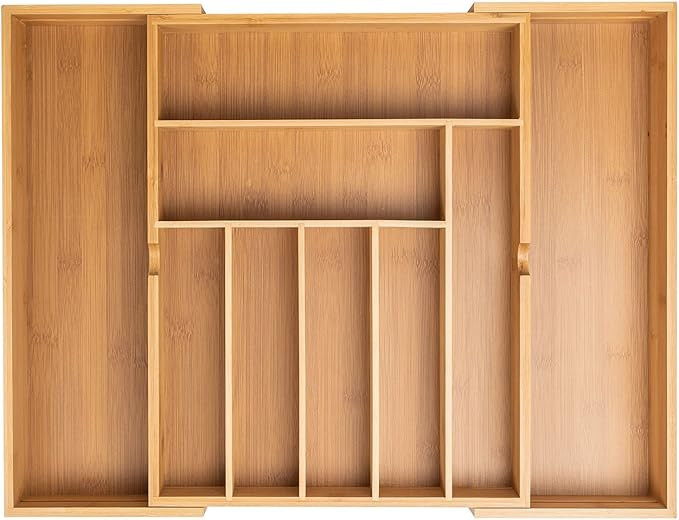 Cutlery Drawer Organizer, Expandable Bamboo Cutlery Tray, Drawer Dividers Organizer for Utensils ... | Amazon (US)