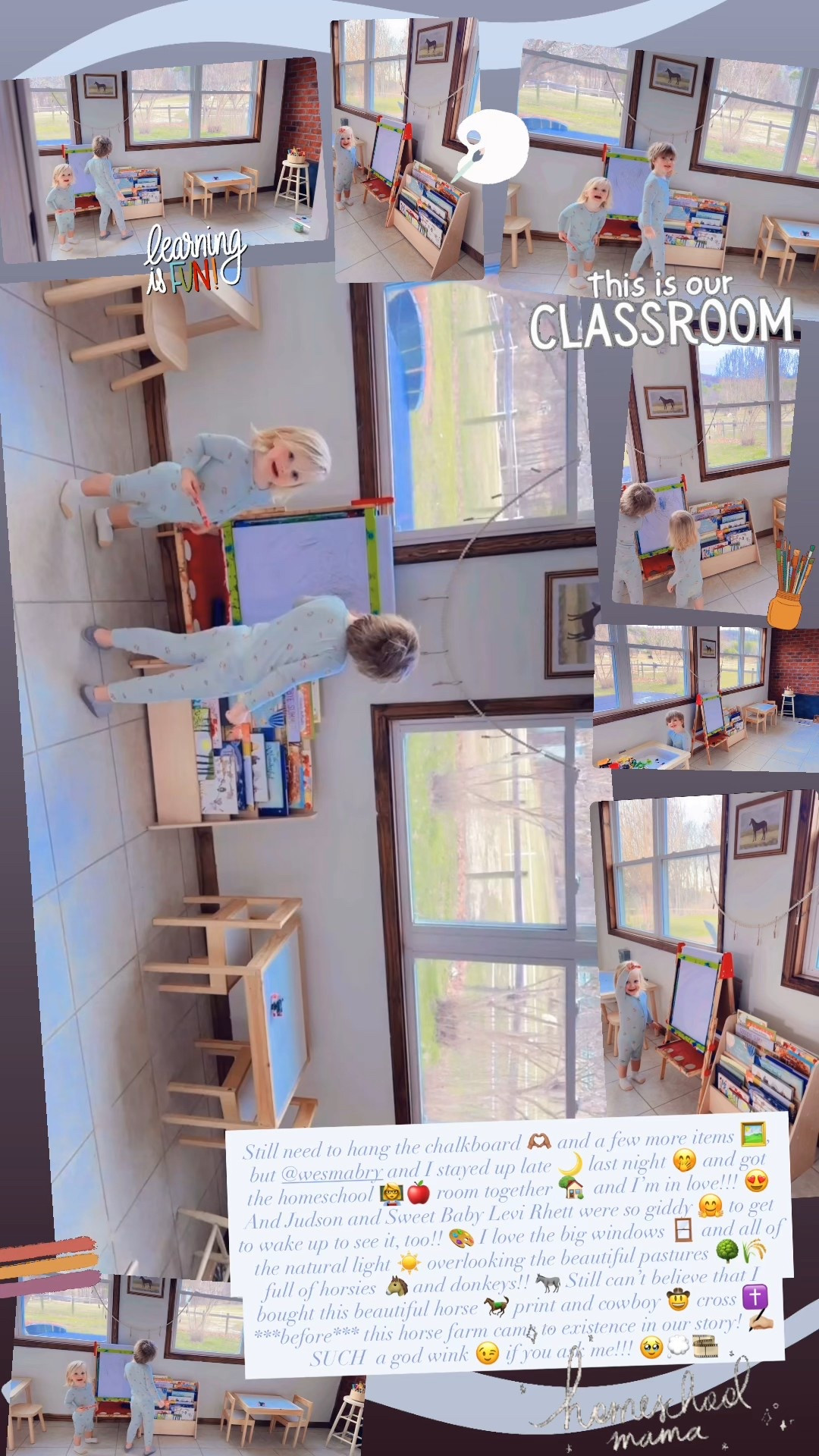 Still need to hang the chalkboard 🫶🏽 and a few more items 🖼️, but @wesmabry and I stayed up late 🌙 last night 🤭 and got the homeschool 👩‍🏫🍎 room together 🏡  and I’m in love!!! 😍 And Judson and Sweet Baby Levi Rhett were so giddy 🤗 to get to wake up to see it, too!! 🎨 I love the big windows 🪟 and all of the natural light ☀️ overlooking the beautiful pastures 🌳🌾 full of horsies 🐴 and donkeys!! 🫏 Still can’t believe that I bought this beautiful horse 🐎 print and cowboy 🤠 cross ✝️ ***before*** this horse farm came to existence in our story! ✍🏼 SUCH  a god wink 😉 if you ask me!!! 🥹💭🎞️

#LTKHome #LTKmomlife #LTKdayinmylife