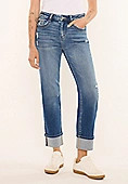 KanCan™ High Rise Seamed Pocket Cuffed Hem Straight Jean | Maurices
