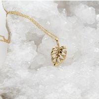 Dainty Monstera Leaf Gold Filled Necklace | Etsy (US)