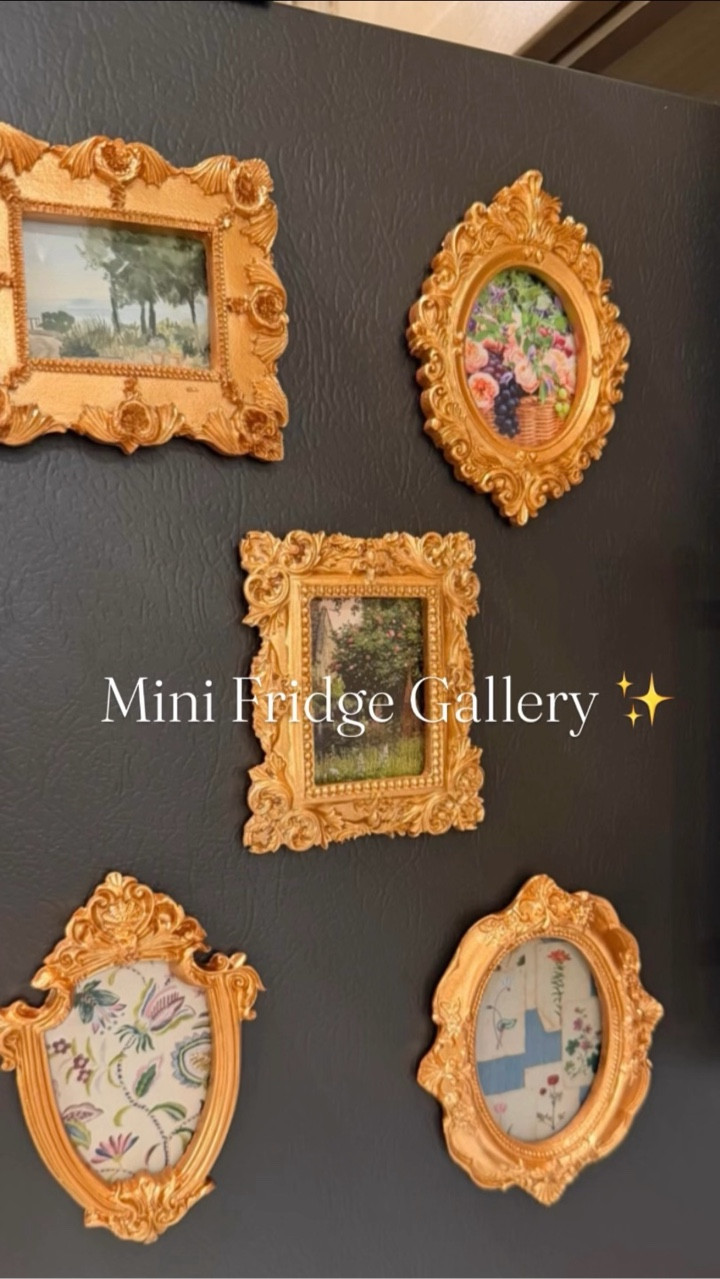 Turning our fridge into a tiny vintage gallery wall… one mini frame at a time ✨🖼️ Little details and projects like this are what make our house feel like a home, and they completely change the feeling of the kitchen, too. 🏡

#LTKSeasonal #LTKHome #LTKFindsUnder100