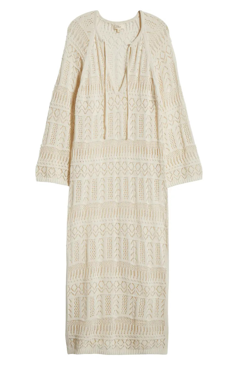 Lace Knit Long Sleeve Cover-Up Midi Dress | Nordstrom