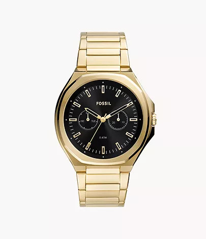 Evanston Multifunction Gold-Tone Stainless Steel Watch | Fossil (US)