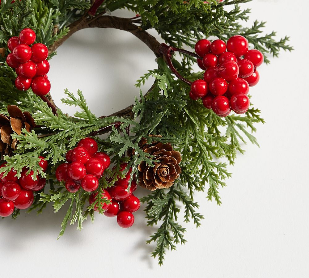 Pine and Berries Botanical Napkin Rings - Set of 4 | Pottery Barn (US)