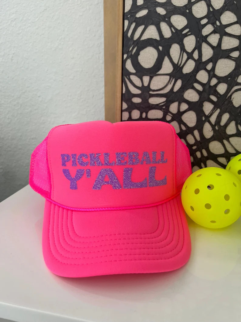 Pickleball Y'all Neon Pink Trucker W/ Lavender Glitter - Etsy | Etsy (US)