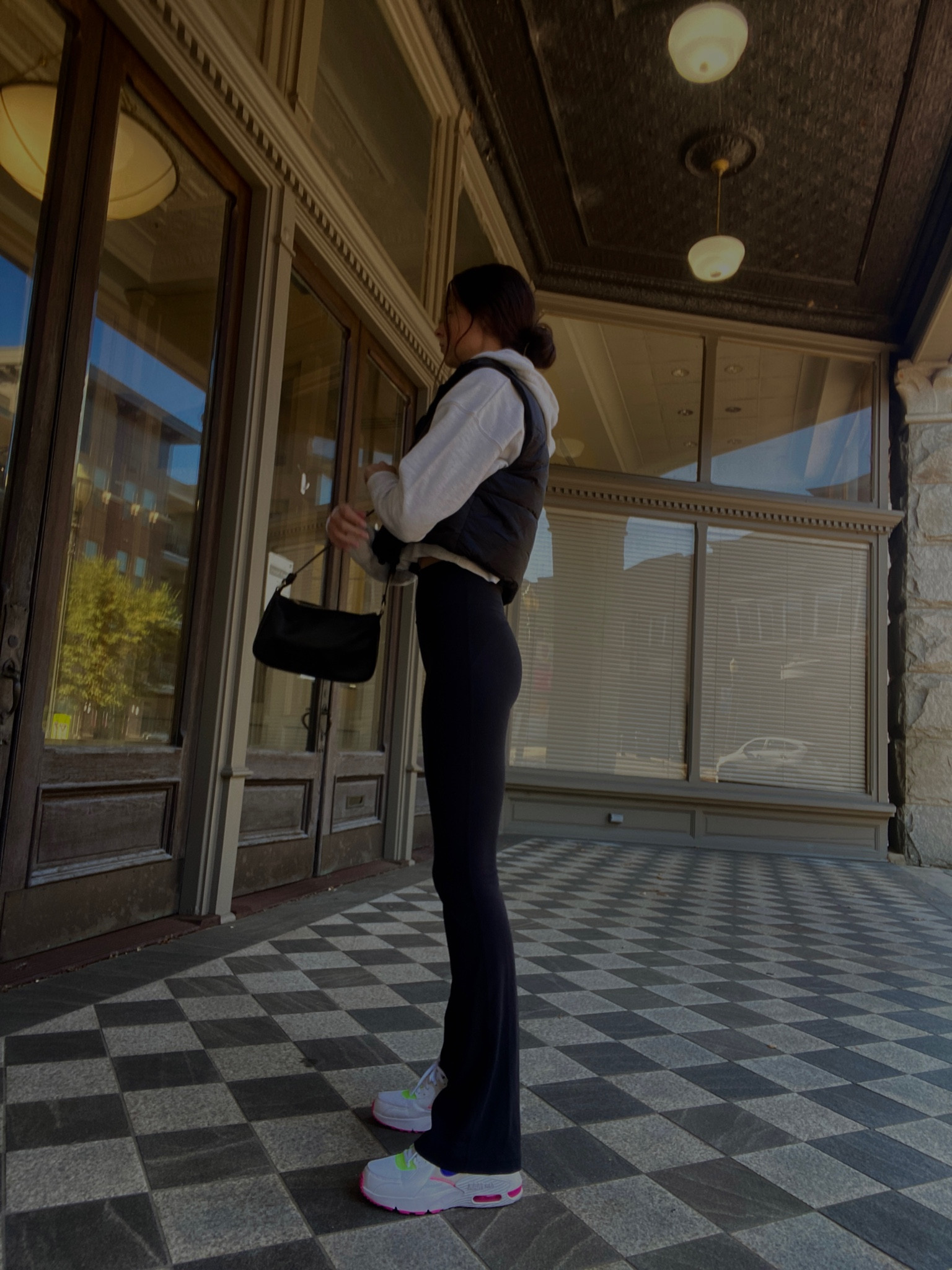 Lululemon flare yoga pants, groove pant black, puffer vest outfit, nike air max shoes, shopping style, fashion inspo, chic style, fall fashion 

#LTKstyletip #LTKSeasonal #LTKbeauty