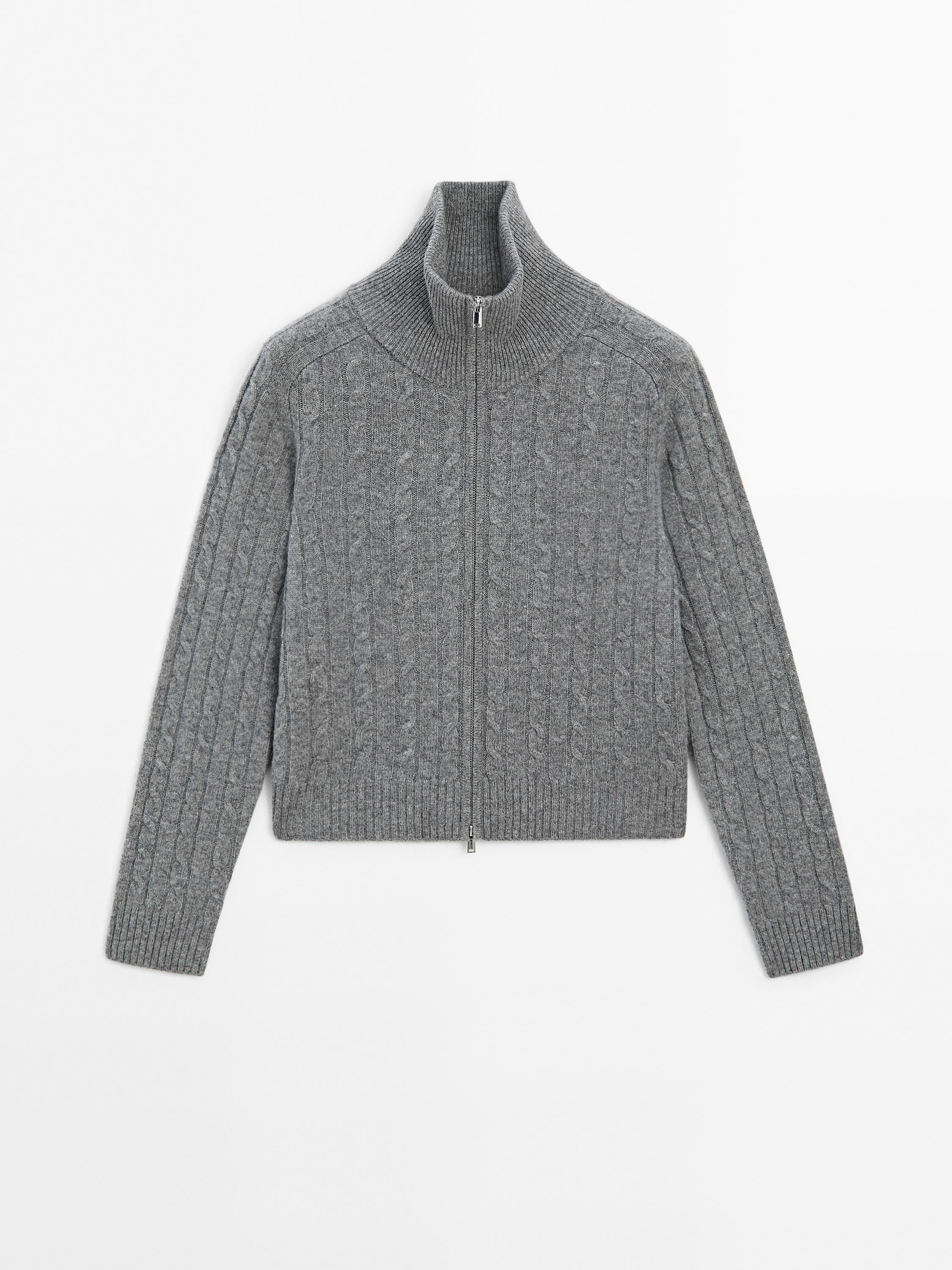 100% wool cable-knit cardigan | Massimo Dutti US