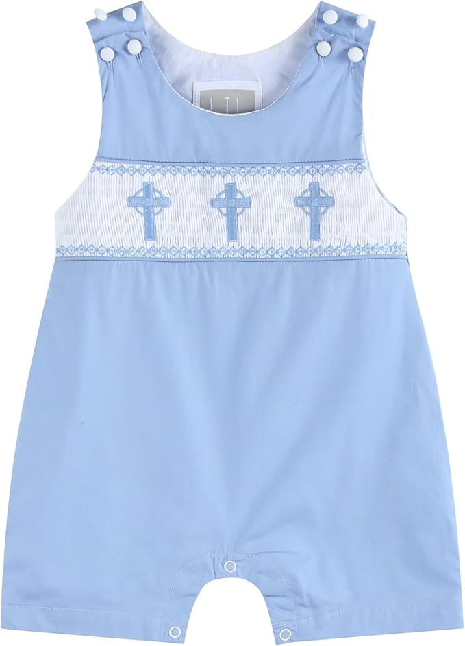 Lil cactus Boys Baby and Toddler Easter Applique Shortalls | Amazon (US)