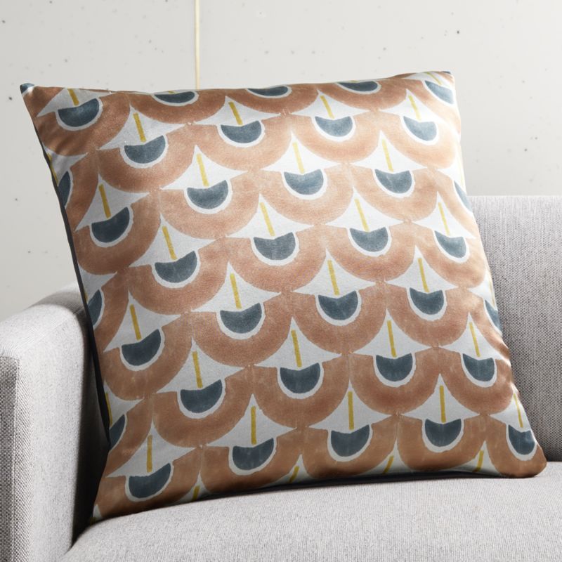 20" Fan Blockprint Pillow with Down-Alternative InsertCB2 Exclusive Purchase now and we'll ship w... | CB2