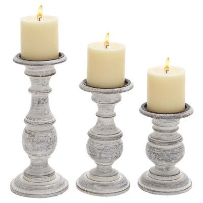 Rustic Candle Holder Set 3ct - Olivia & May | Target