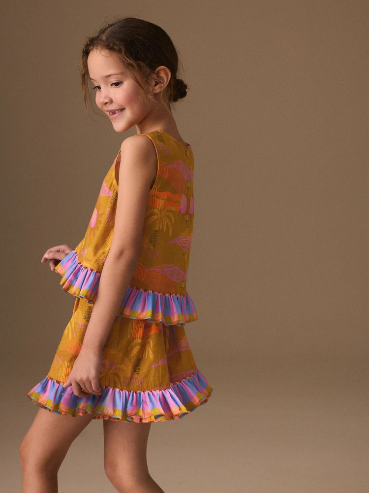 Olive Green Tropical Peplum Blouse and Shorts Set (3-16yrs) | Next US