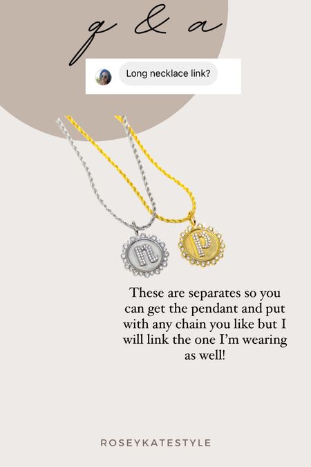 Initial pendant and chain - sold separately - come in silver or yellow gold!

#LTKstyletip #LTKfindsunder50 #LTKfindsunder100