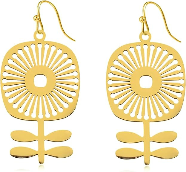 Moon Phase Earrings for Women, Silver Boho Earrings, Lunar Cycle Witchy Earrings, Scandinavian Fl... | Amazon (US)