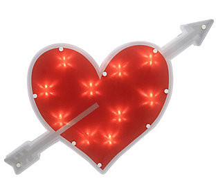 18"" Lighted Heart & Arrow Valentine's Day Windo Decoration | QVC