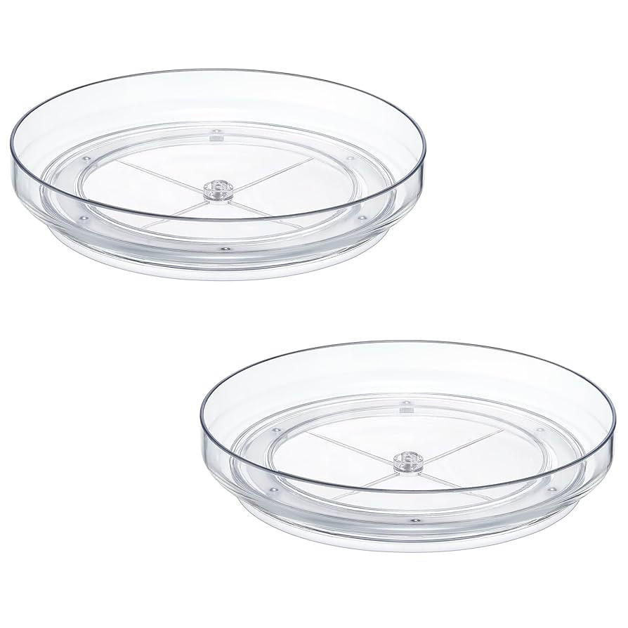 2 Pack 9 Inch Clear Acrylic Lazy Susan, Non-Skid Turntable Organizer for Cabinet, Kitchen, Pantry... | Amazon (US)