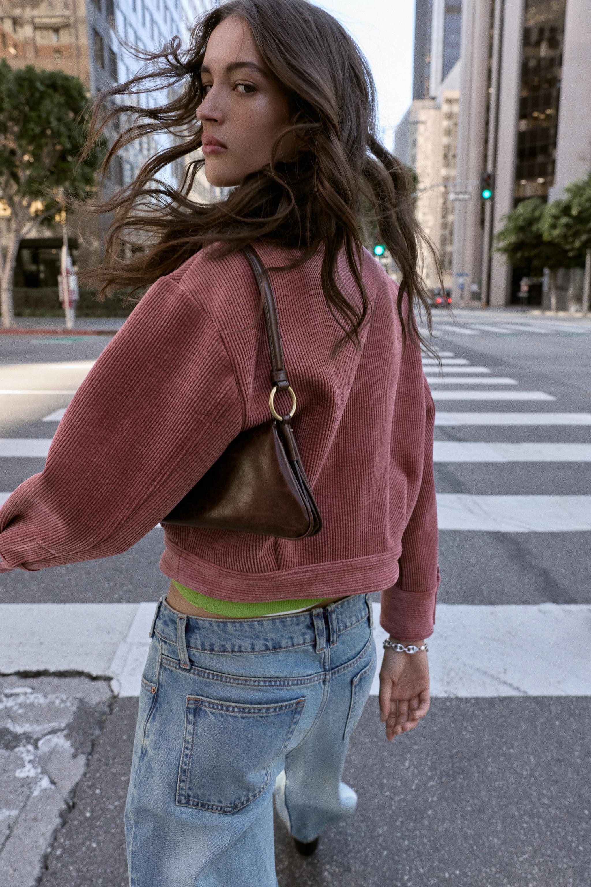 CORDUROY JACKET WITH LEATHER EFFECT COLLAR | Zara AU