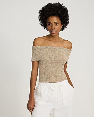 Marled Off The Shoulder Short Sleeve Sweater | Express