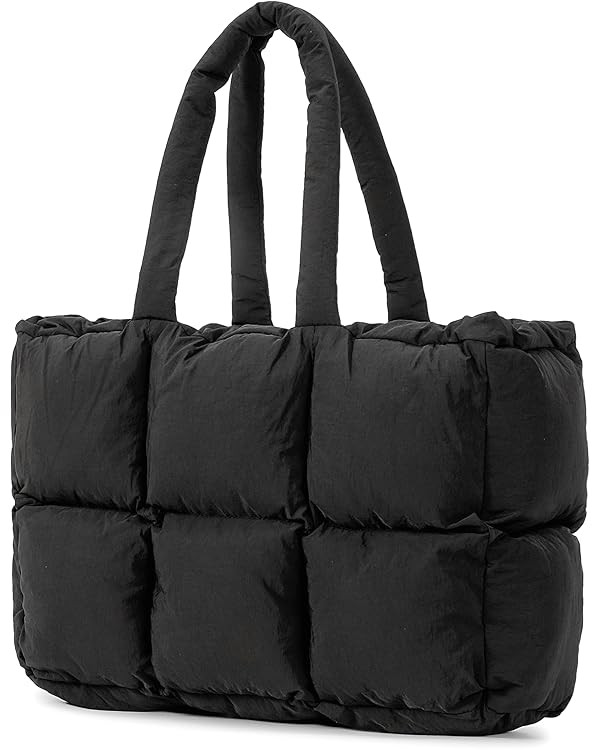 Herald Puffer Tote Bag for Women, Large Quilted Puffy Handbag Lightweight Satchel Purse for Work ... | Amazon (US)