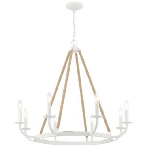 Minka-Lavery Lanton 8-Light Sand White with Natural Rope Chandelier - #971C7 | Lamps Plus | Lamps Plus