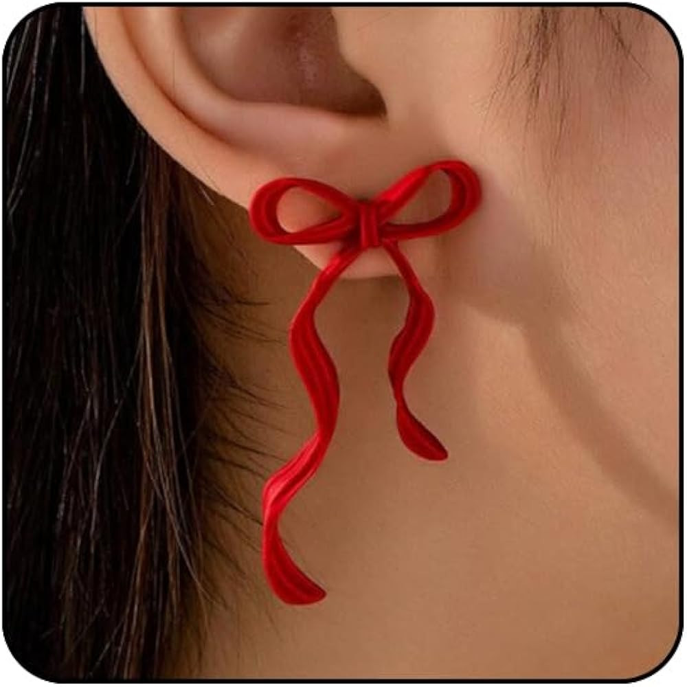 Christmas Bow Earrings for Women Red Bow Ribbon Holiday Earrings Christmas Jewelry Accessories fo... | Amazon (US)