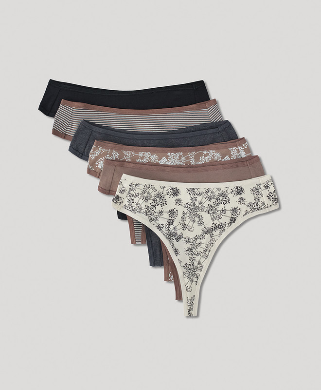 Women’s Everyday High Rise Thong 6-pack made with Organic Cotton | Pact | Pact Apparel