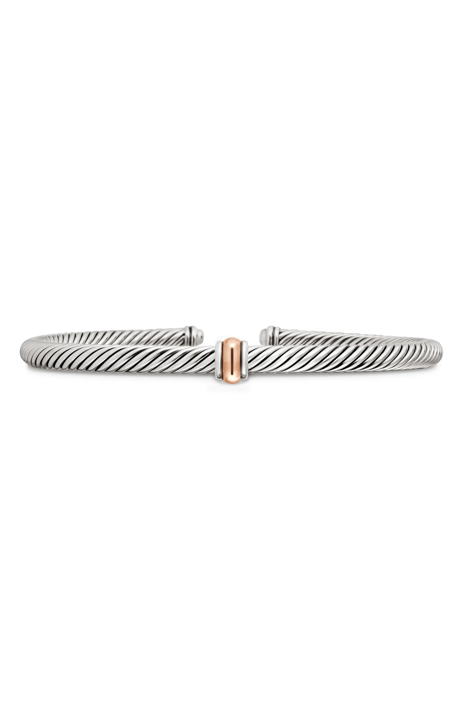 Classic Cable Station Bracelet in Sterling Silver with 18K Gold, 4mm | Nordstrom