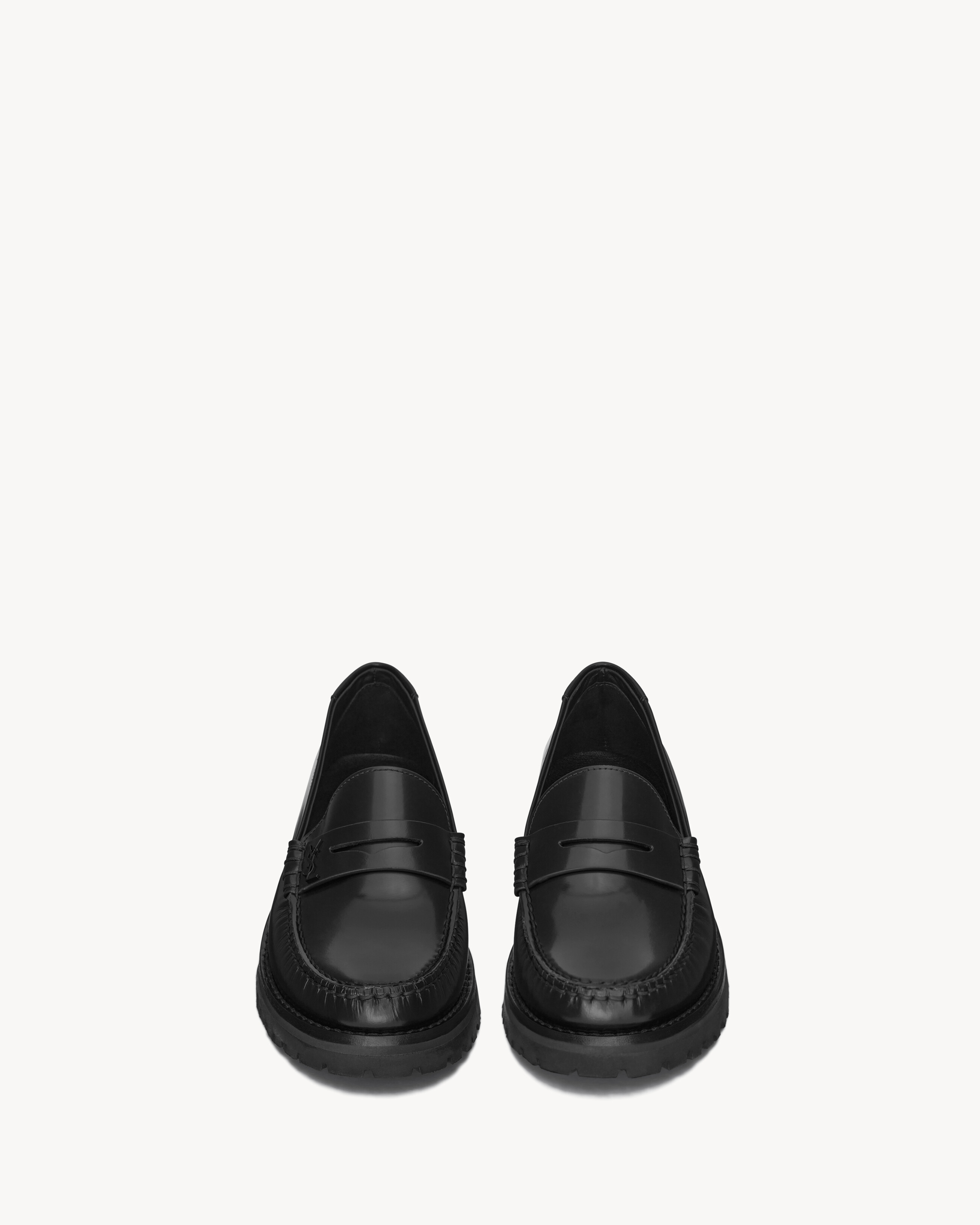 Saint Laurent Le Loafer Chunky Penny Slippers In Glazed Leather - Black - Women - 39.5 | Saint Laurent Inc. (Global)