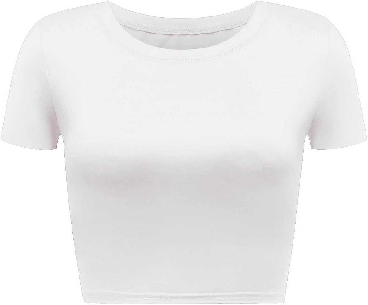 Artivaly Women's Basic Round Neck Short Sleeve Crop Top | Amazon (US)