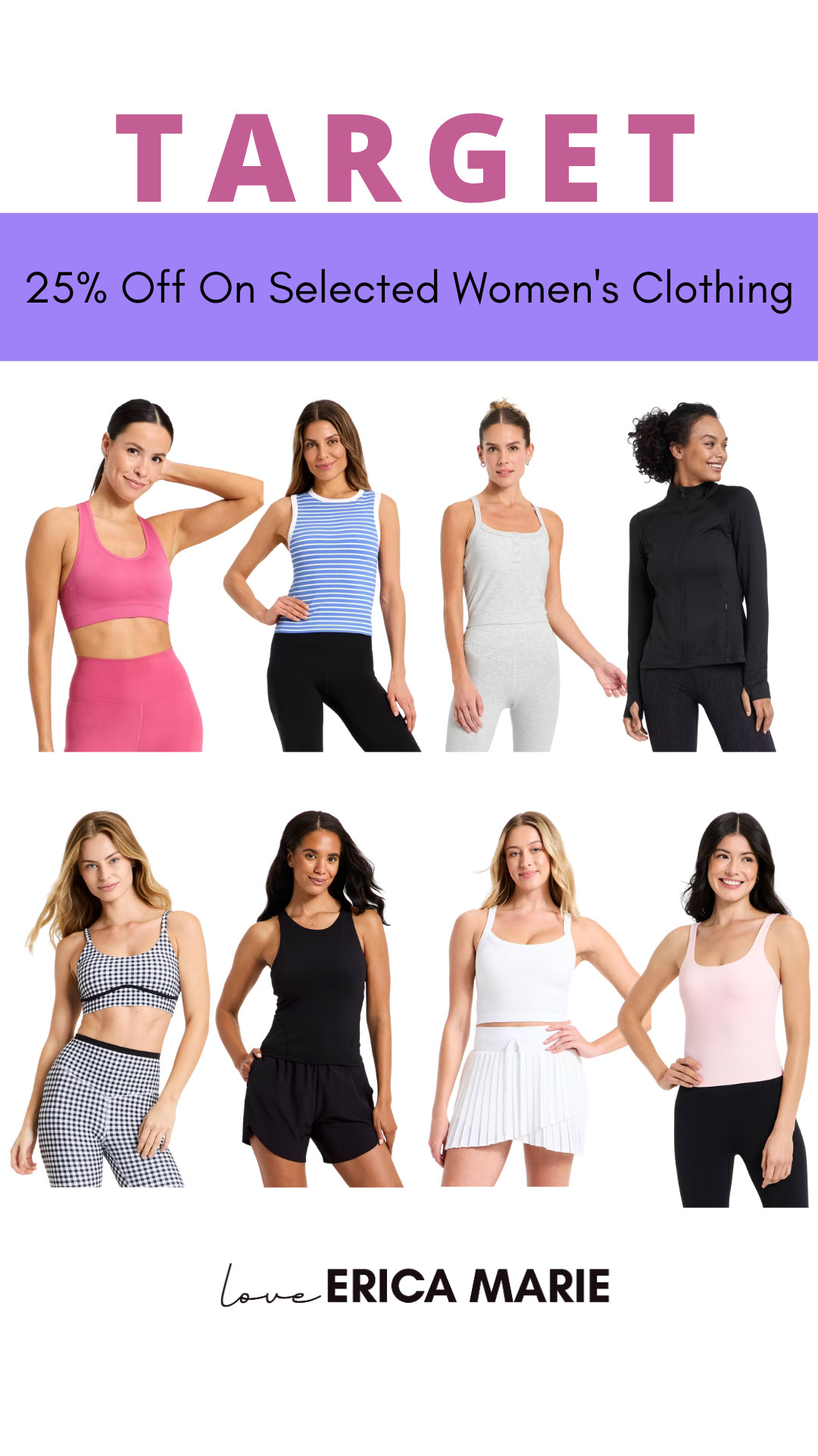 Take 25% off select women’s activewear and everyday essentials at Target right now. From workout sets and tanks to comfy basics, perfect for gym days or casual everyday outfits.

#womensactiveweartarget #workoutclotheswomen #gymoutfitswomen #casualeverydayoutfits #targetclothingsale #springoutfitswomen #loungesetswomen 

 #LTKootd #LTKActive #LTKSaleAlert