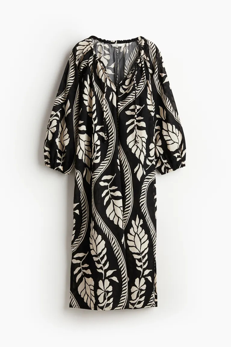Cotton dress - Black/Patterned - Ladies | H&M GB | H&M (UK, MY, IN, SG, PH, TW, HK)
