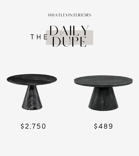 today’s daily dupe! 

designer dupe, look for less, affordable home decor, black pedestal coffee table, black marble coffee table, stone coffee table, round coffee table, living room decor, wayfair finds 

#LTKhome