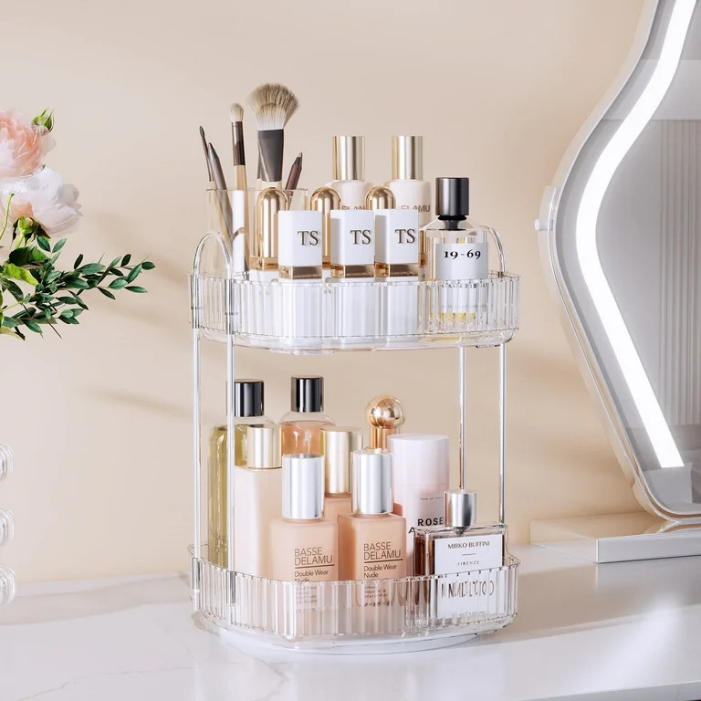 Rotating Makeup Organizer for Vanity 2 Tier, High-Capacity Skincare Make up Storage Perfume Cosme... | Walmart (US)