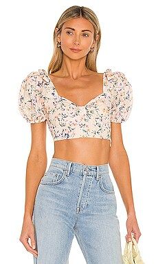 Lovers + Friends Jill Cropped Top in Peach Ditsy Floral from Revolve.com | Revolve Clothing (Global)