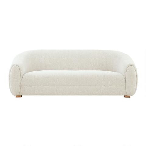 Ivory Boucle Curved Back Atmore Sofa | World Market