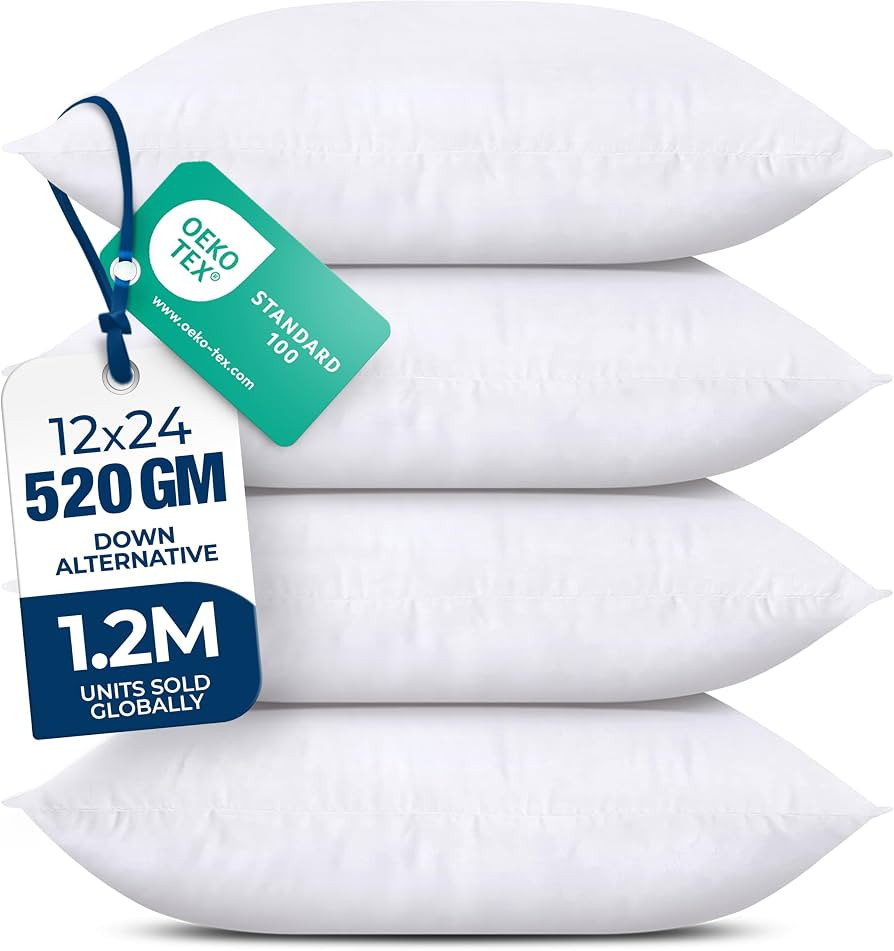 Utopia Bedding Throw Pillows (Set of 4, White) – 12 x 24 Inches Down Alternative Pillows for Be... | Amazon (US)