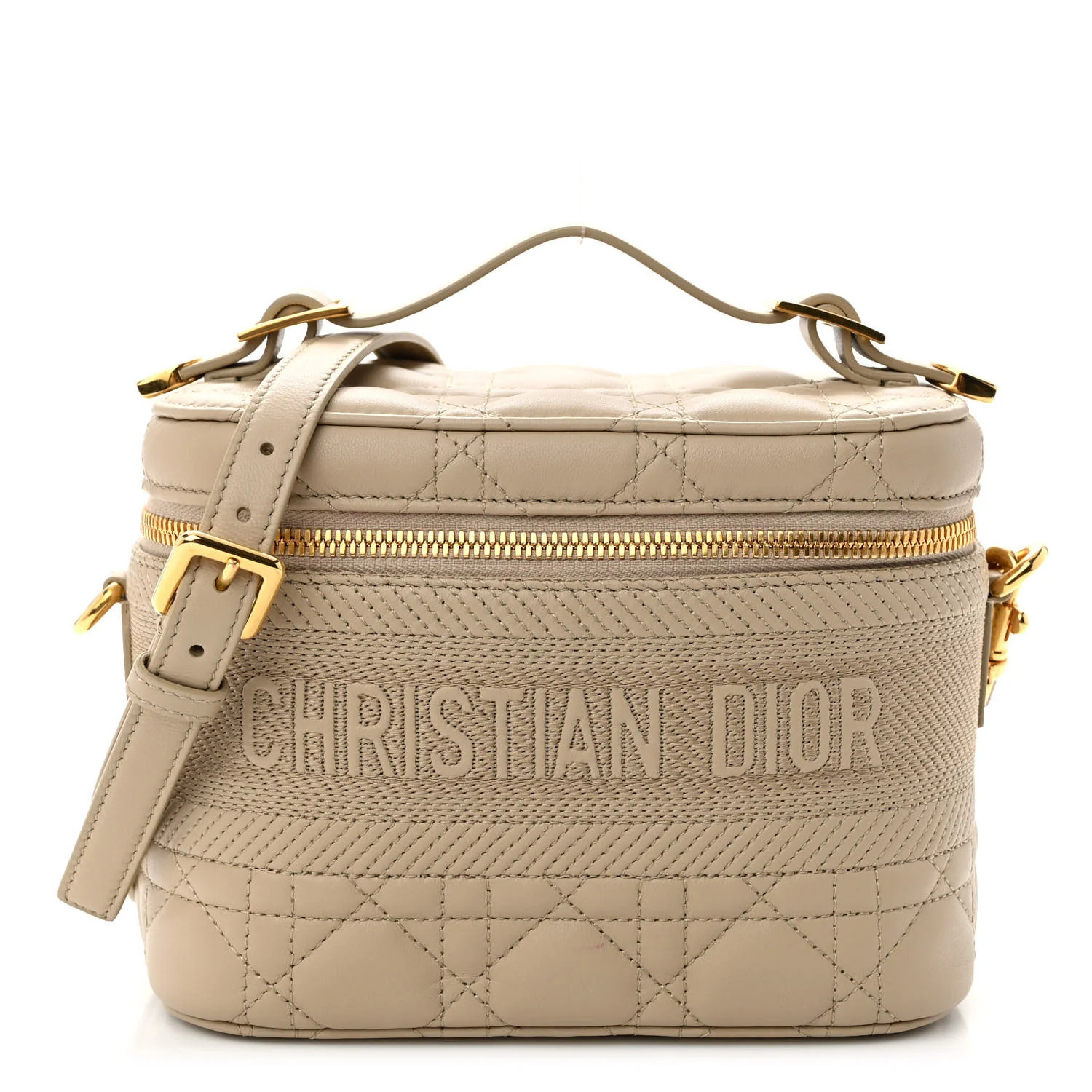 Lambskin Cannage Small Diortravel Vanity Case Warm Taupe | FASHIONPHILE (US)