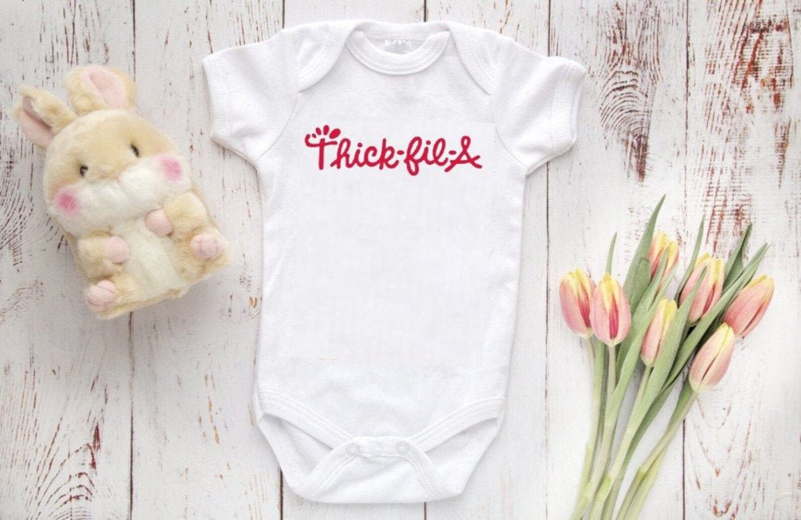 Read the full title
    Thick Fil A, Thick Fil A Baby Bodysuit Cute Baby Clothes, Baby Shower Gif... | Etsy (US)