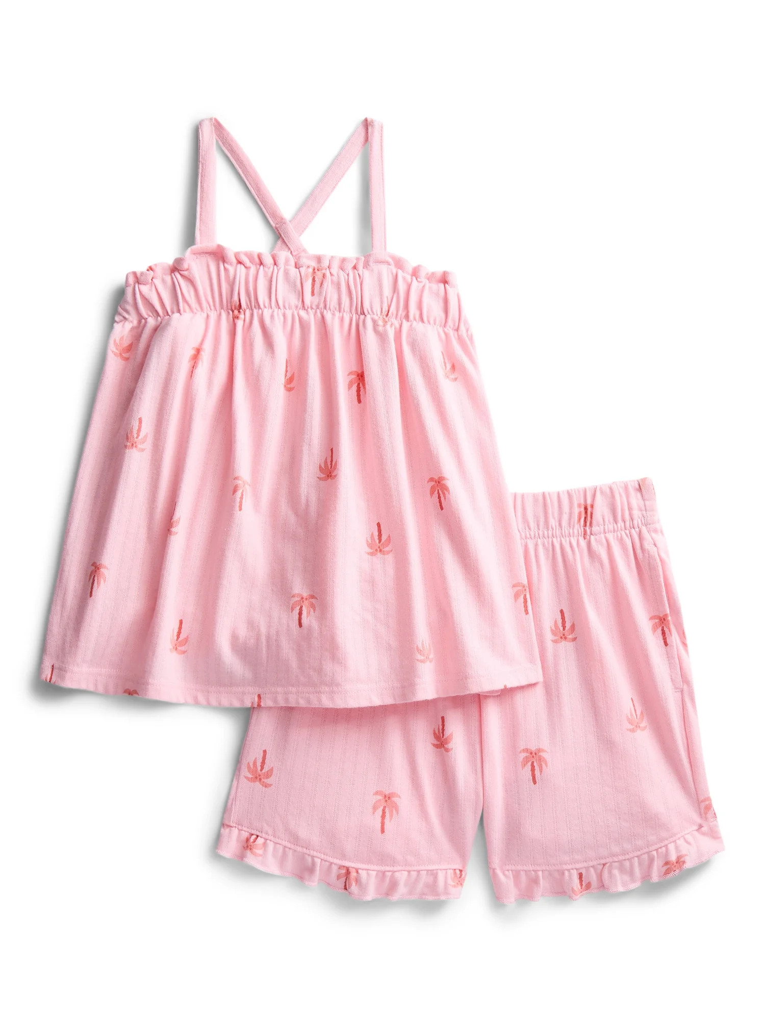Wonder Nation Girls Trapeze Top and Shorts Outfit Set, 2-Piece, Sizes 4-10 | Walmart (US)