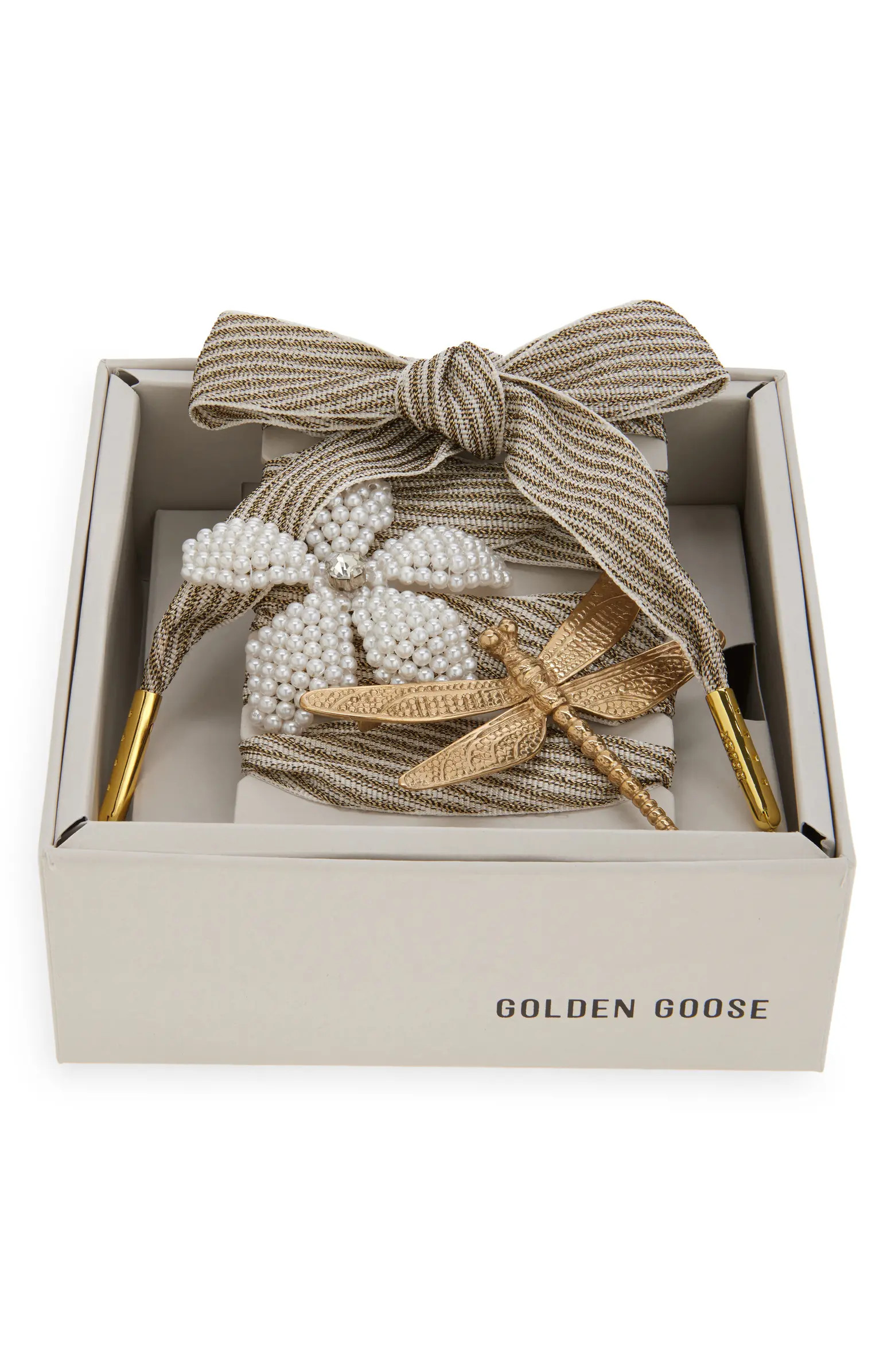 Golden Goose Skins Stripe Faux Pearl Floral & Dragonfly Charm Shoelaces | Nordstrom | Nordstrom