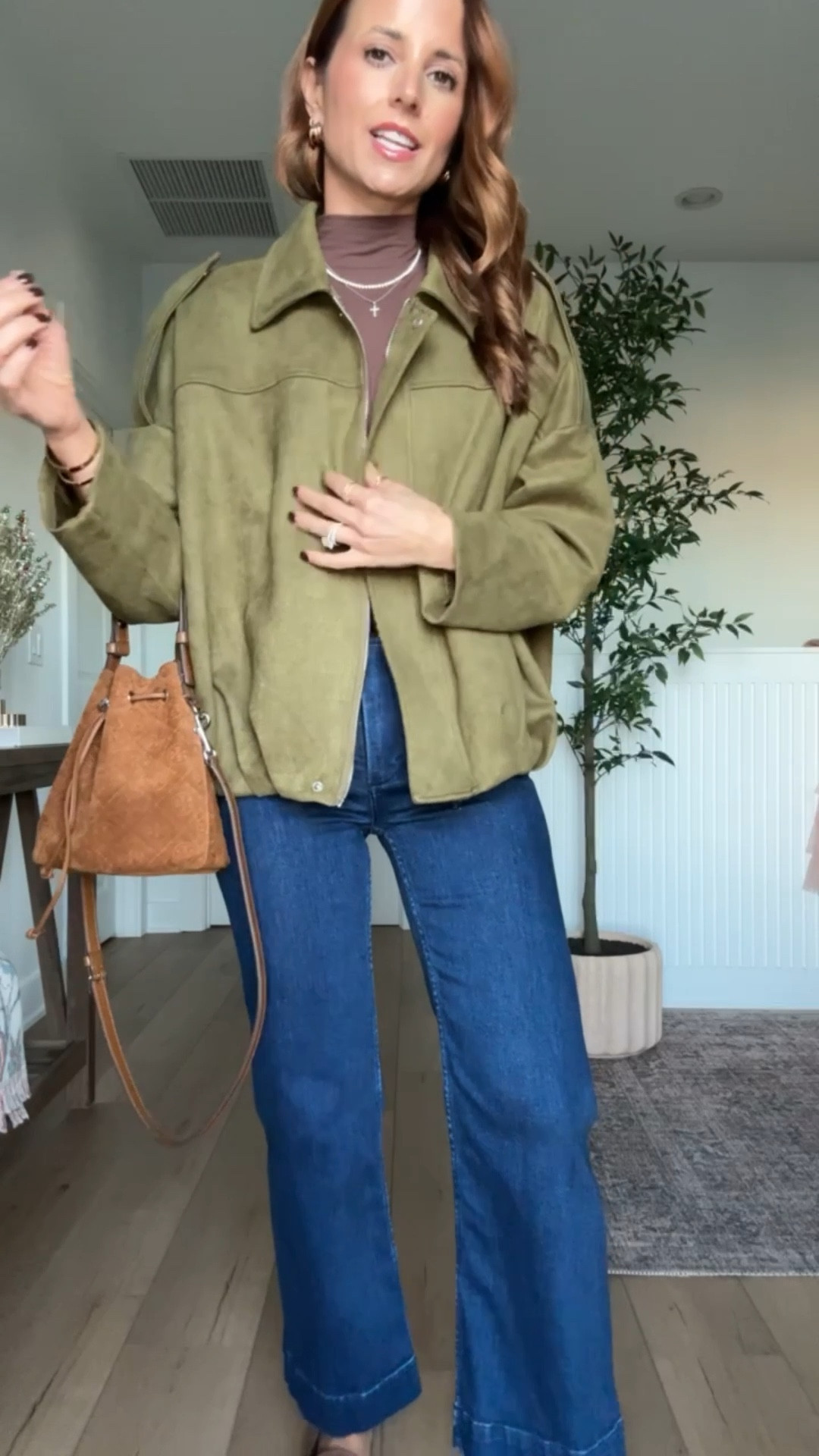 Amazon faux suede jacket in XS. Anthropologie Collette crop jeans in 23 regular - I did regular length since it is a crop style. Sam Edelman loafers are SO comfy and TTS: Madewell belt in XXS. Tory Burch suede bucket bag. Fall outfit. Every day outfit. Fall style. Elevated casual.


#LTKHoliday #LTKootd #LTKSeasonal