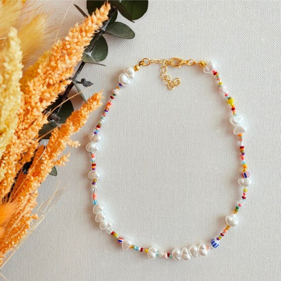 Colorful Beaded Necklace Colorful Necklace Pearl Necklace | Etsy | Etsy (US)