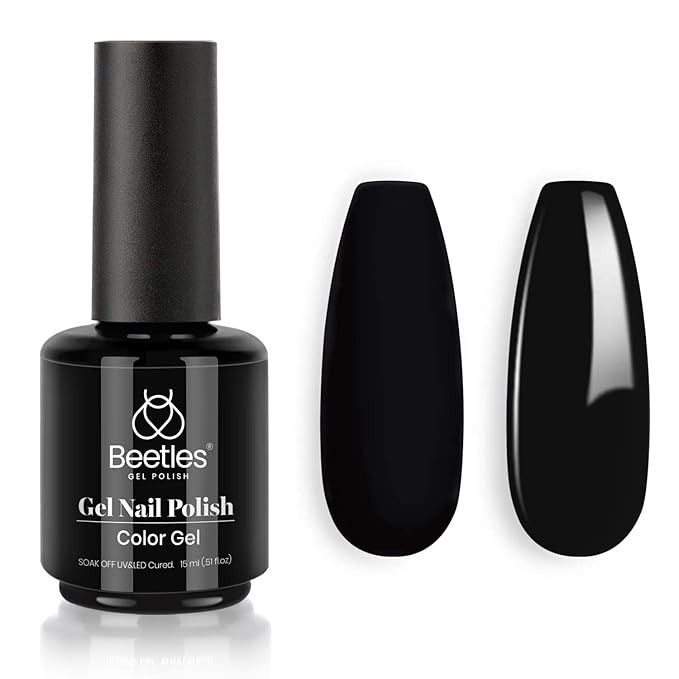 Beetles Gel Nail Polish, 1 Pcs 15ml Audrey Black Color Soak Off Gel Polish Nail Art Manicure Salo... | Amazon (US)