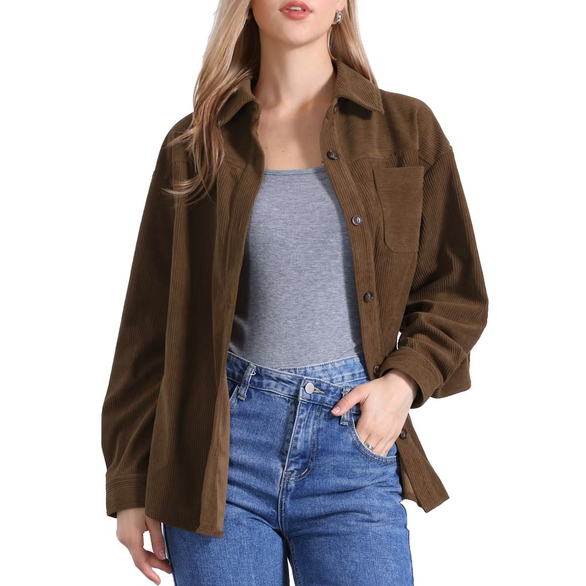 INSPIRE CHIC Women's Button Up Turn-down Collar Autumn and Winter Corduroy Jacket | Target